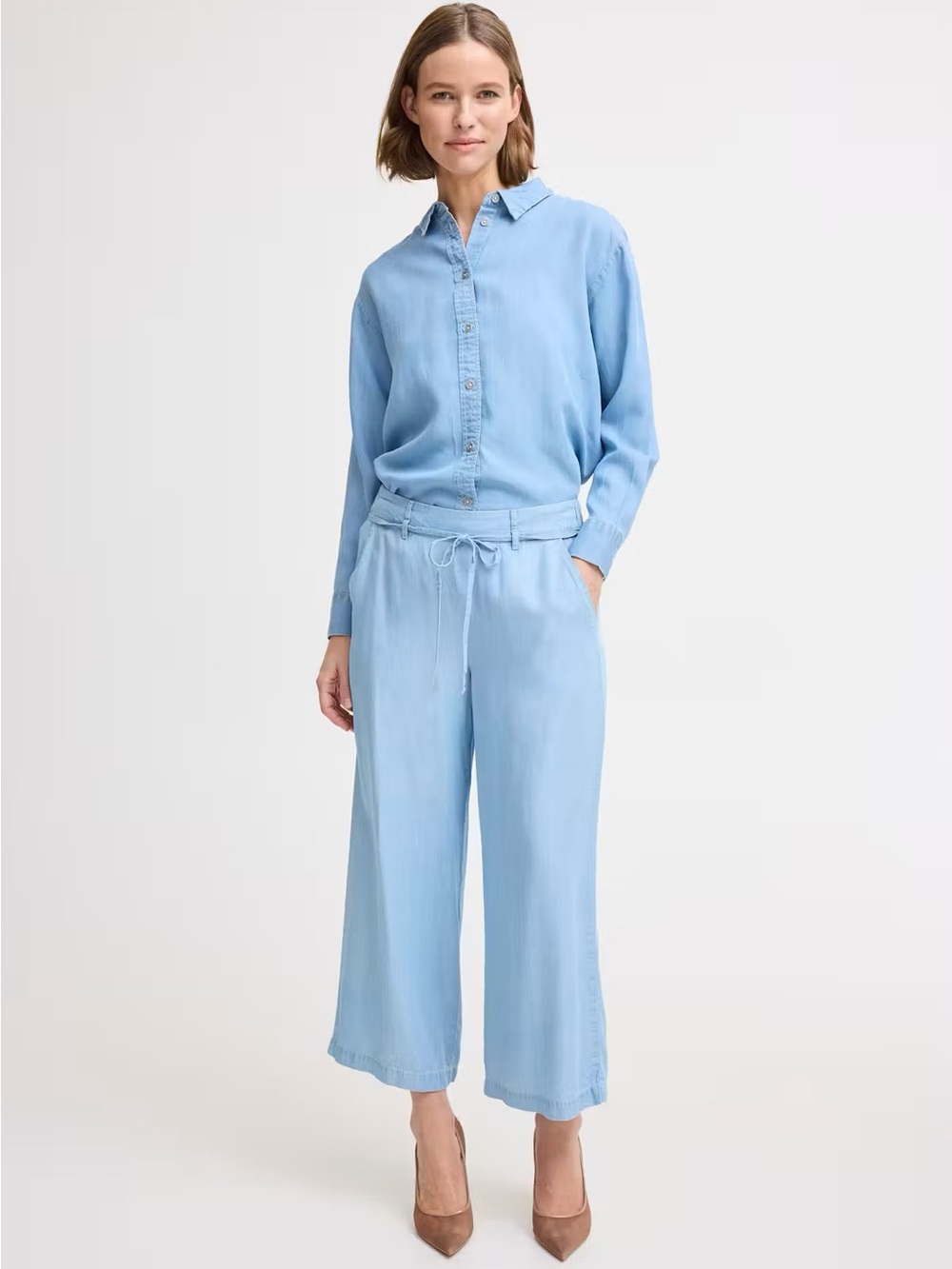 EUR2 • Light Blue Wide-Leg Drawstring Pants - Women